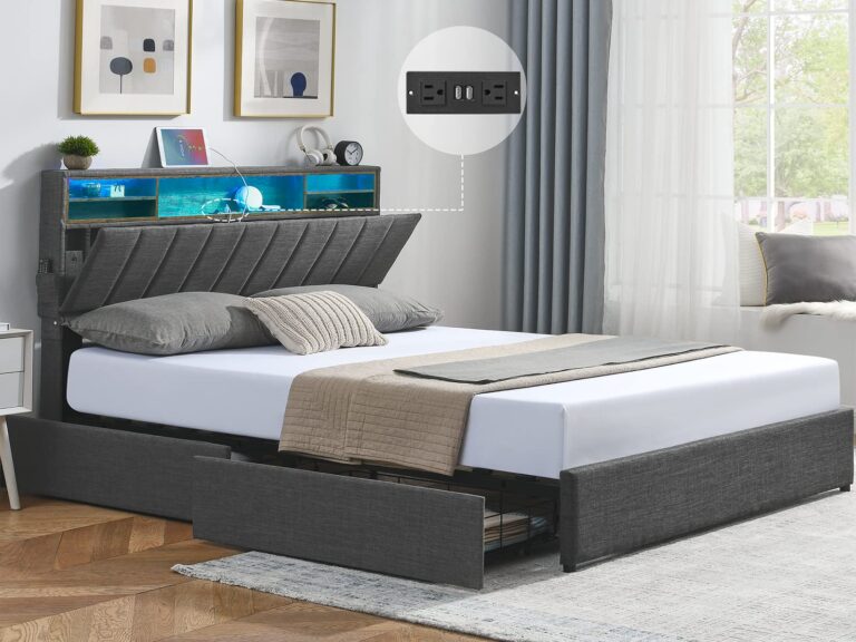base de cama con cajones elegante
