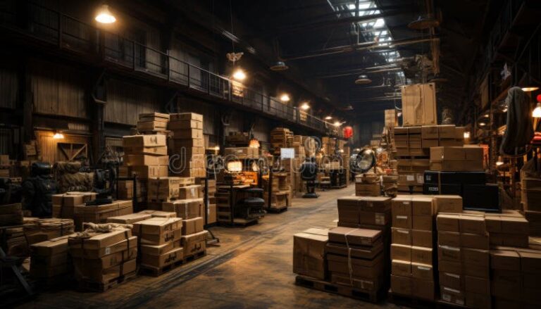 cajas de carton apiladas ordenadamente