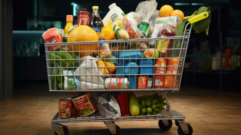 carrito de compras lleno en tienda