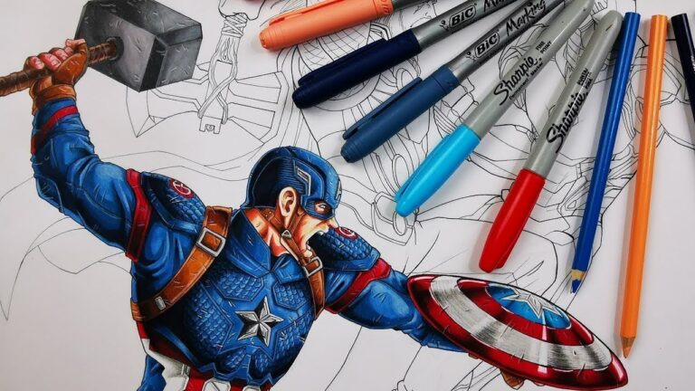 Cómo puedo encontrar dibujos de Capitán América para pintar 28 dibujo del capitan america en accion