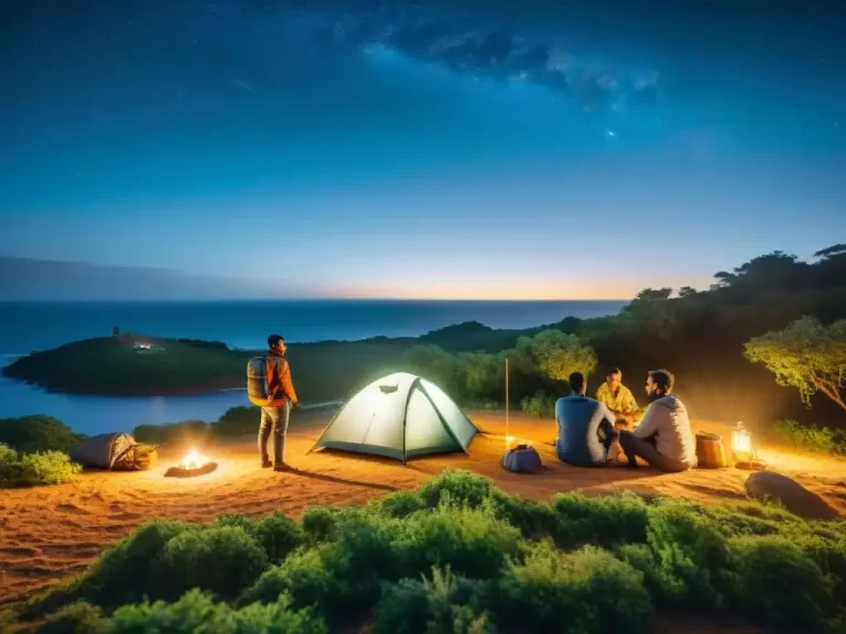 equipo de camping en un paisaje natural