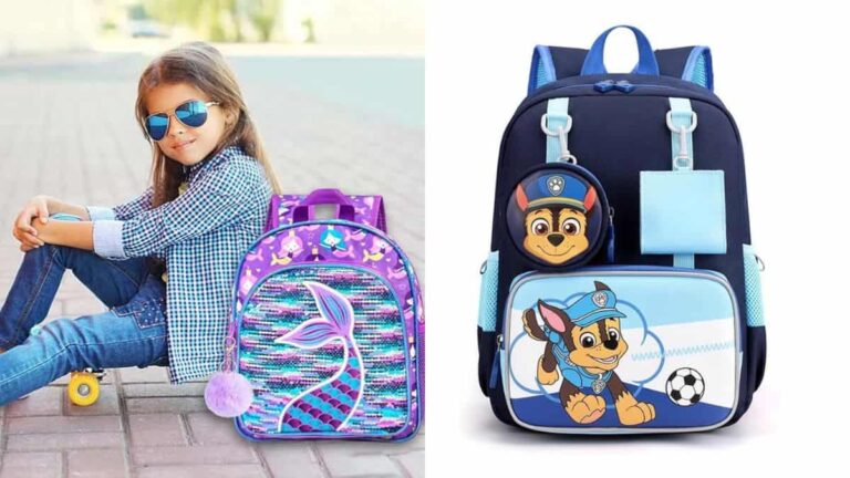 nina feliz con mochila de paw patrol