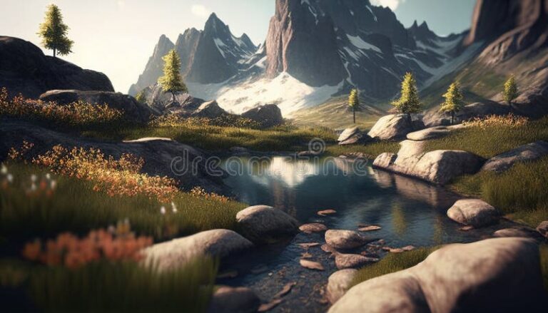 paisaje montanoso con nieve y vegetacion