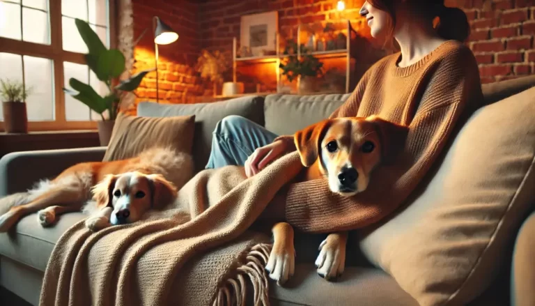 perro acurrucado en una casa calida