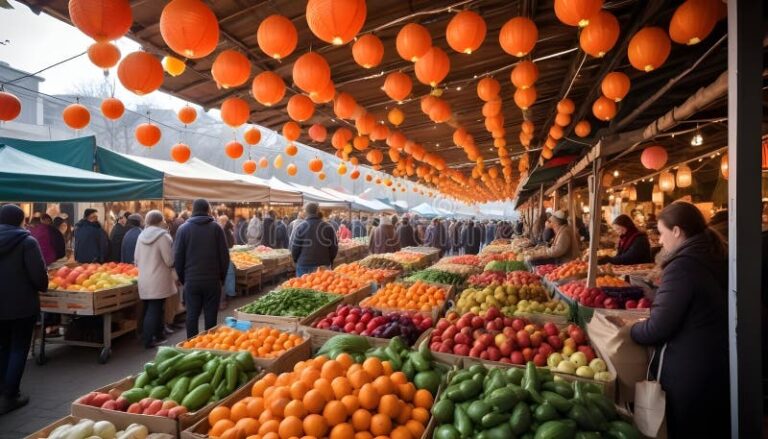 productos frescos en un mercado vibrante